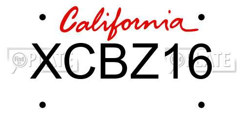 XCBZ16 California License Plate