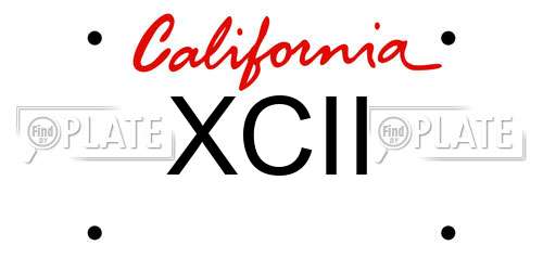 XCII California License Plate