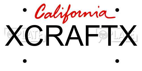 XCRAFTX California License Plate