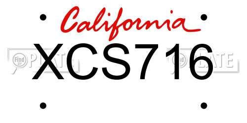XCS716 California License Plate