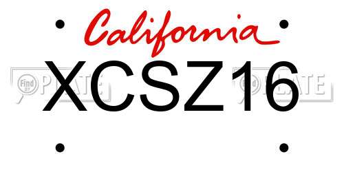 XCSZ16 California License Plate