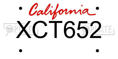 XCT652 California License Plate