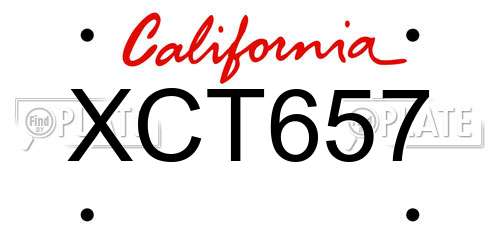 XCT657 California License Plate