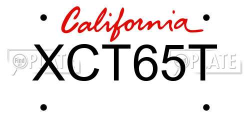 XCT65T California License Plate