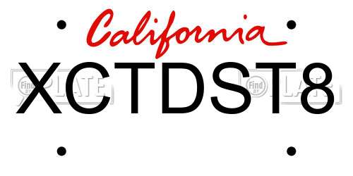 XCTDST8 California License Plate