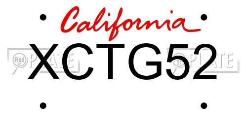 XCTG52 California License Plate