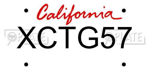 XCTG57 California License Plate