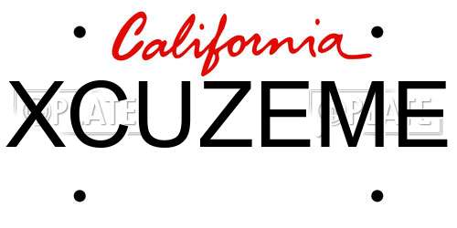 XCUZEME California License Plate