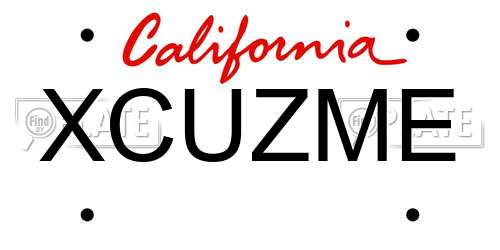 XCUZME California License Plate