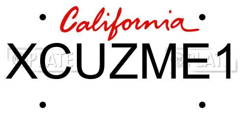 XCUZME1 California License Plate