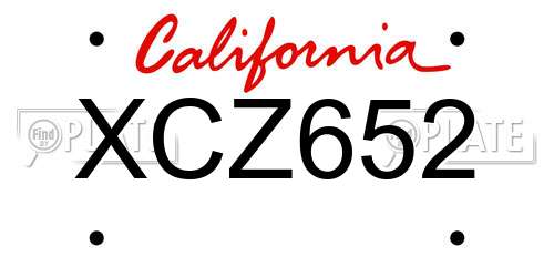 XCZ652 California License Plate
