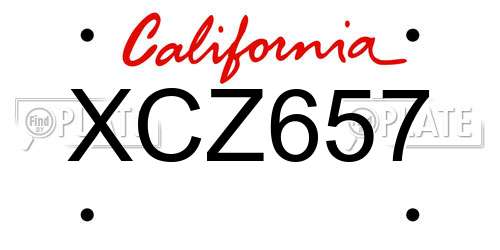 XCZ657 California License Plate