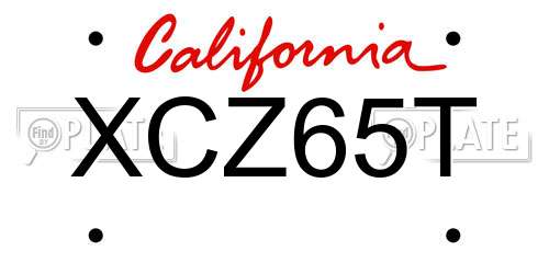 XCZ65T California License Plate