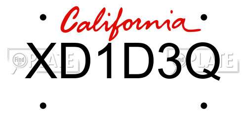 XD1D3Q California License Plate