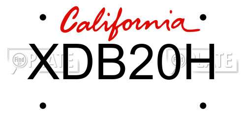 XDB20H California License Plate