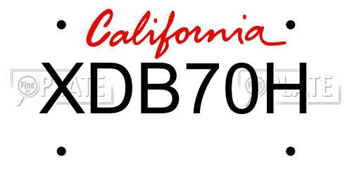 XDB70H California License Plate