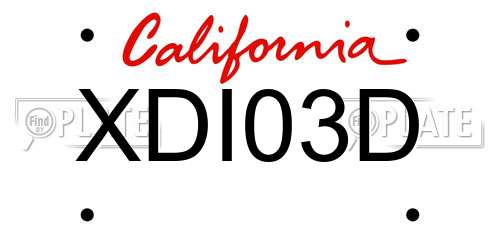 XDI03D California License Plate
