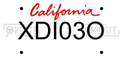 XDI03O California License Plate