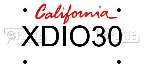 XDIO30 California License Plate