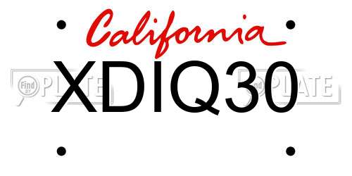 XDIQ30 California License Plate