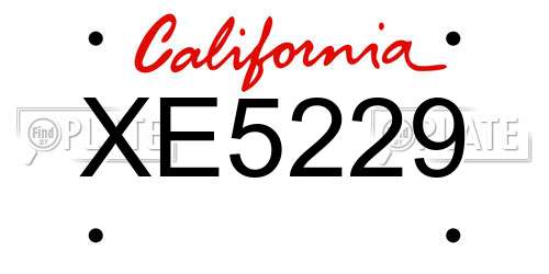 XE5229 California License Plate