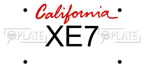 XE7 California License Plate