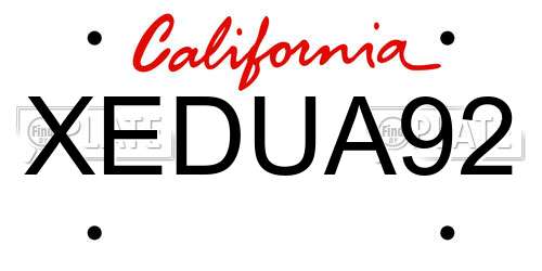 XEDUA92 California License Plate