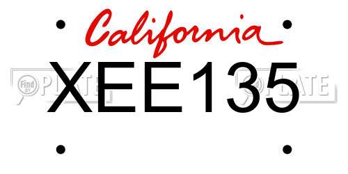XEE135 California License Plate