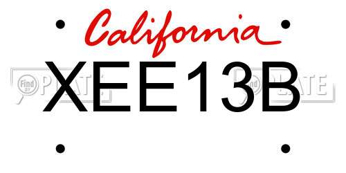 XEE13B California License Plate