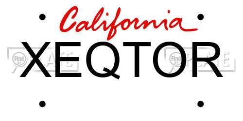 XEQTOR California License Plate