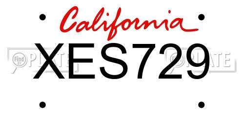 XES729 California License Plate