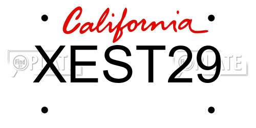 XEST29 California License Plate