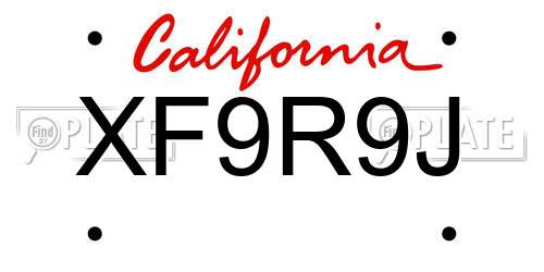 XF9R9J California License Plate
