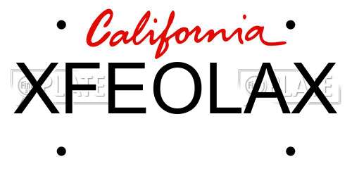 XFEOLAX California License Plate