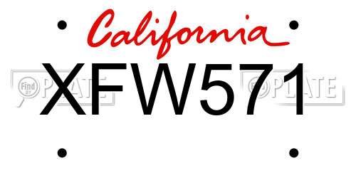 XFW571 California License Plate