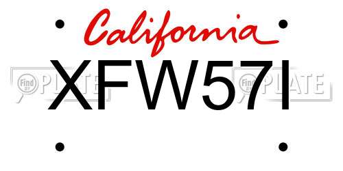XFW57I California License Plate