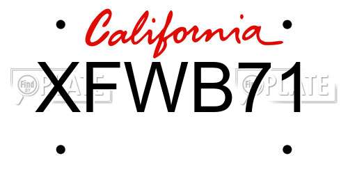 XFWB71 California License Plate
