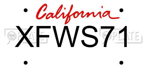 XFWS71 California License Plate