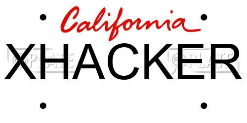 XHACKER California License Plate