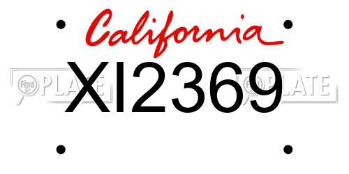 XI2369 California License Plate