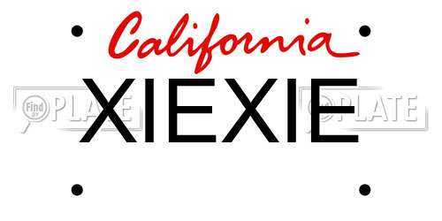 XIEXIE California License Plate