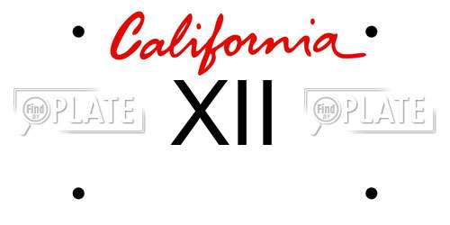 XII California License Plate