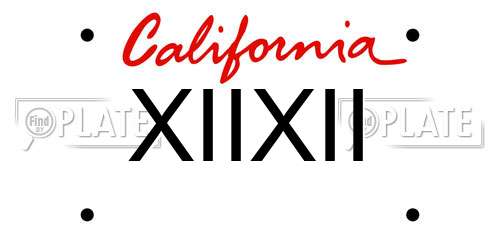 XIIXII California License Plate
