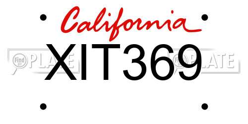 XIT369 California License Plate