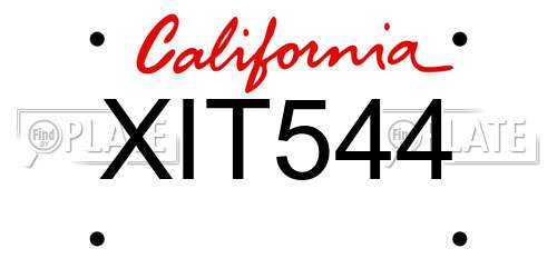 XIT544 California License Plate