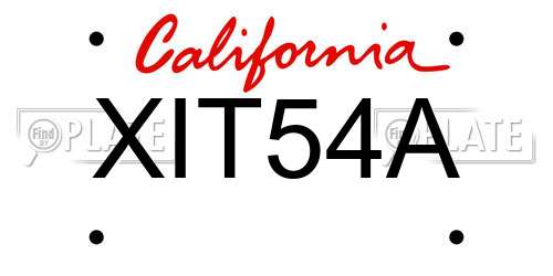 XIT54A California License Plate