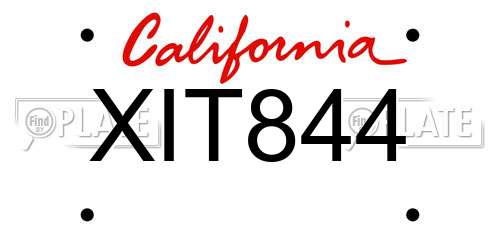 XIT844 California License Plate