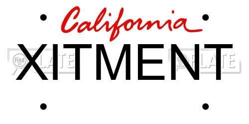 XITMENT California License Plate