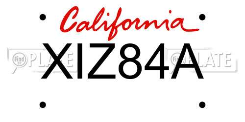 XIZ84A California License Plate
