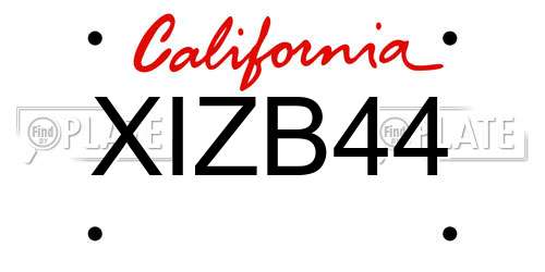 XIZB44 California License Plate